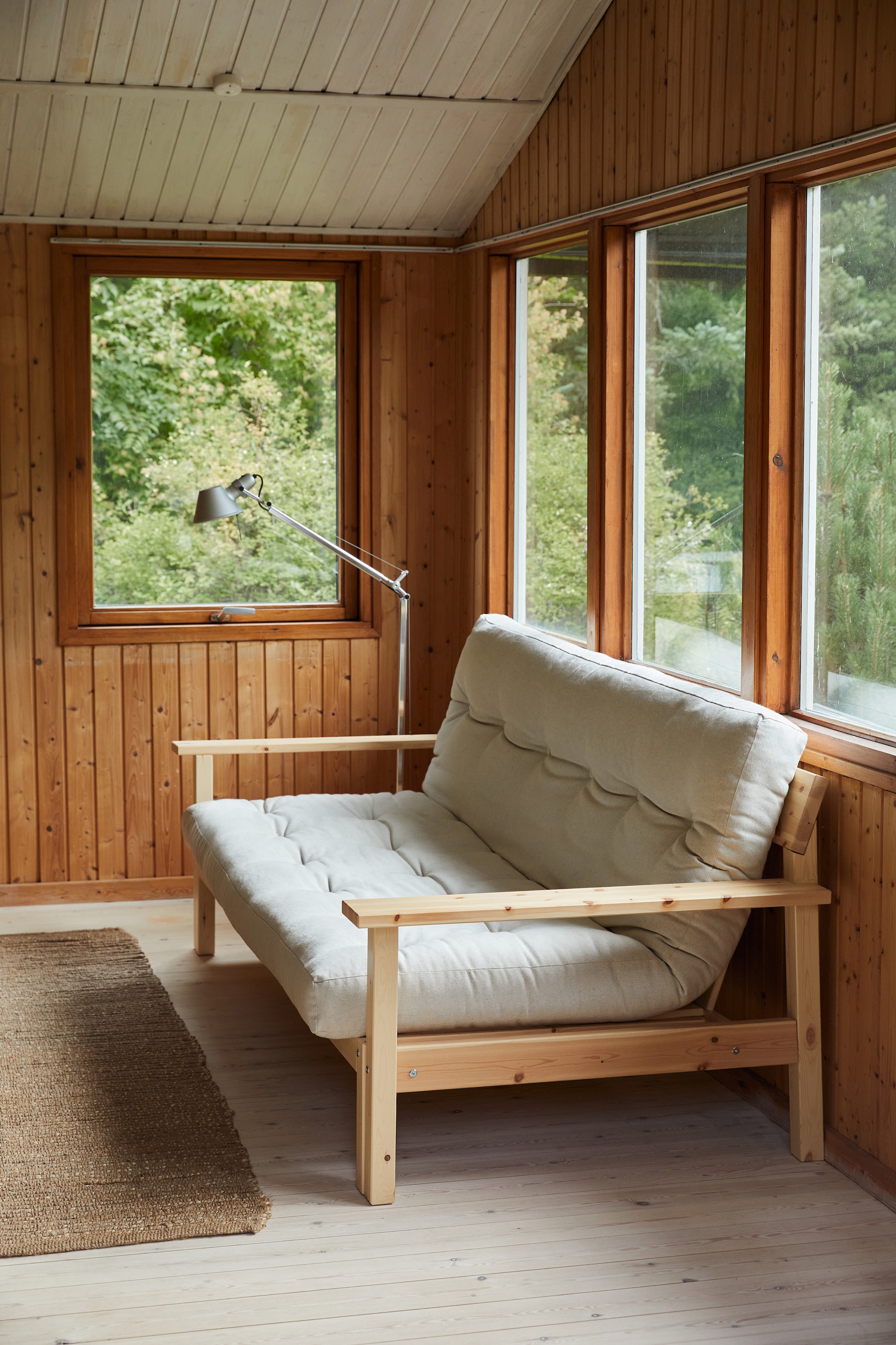 UNWIND CLEAR LACQUERED W. 5-LAYER MIXED MATTRESS IVORY